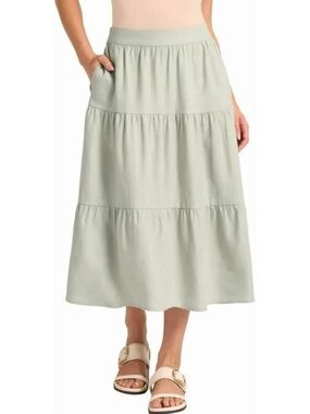 Matty M Women's Linen Blend Midi Skirt with Pockets